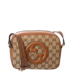 Gucci Blondie Mini Gg Canvas & Leather Camera Bag, Beige
